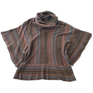 John Mark Women’s S/M Multicolor Poncho Sweater Boxy Stretch Art Cowl Neck Tunic